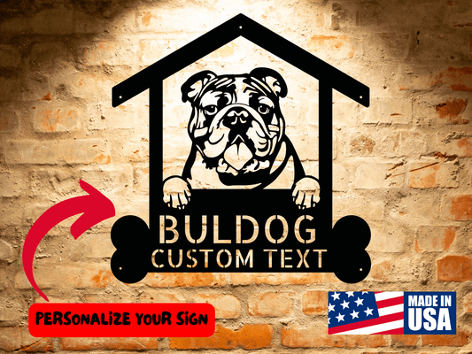 Wall Art Bulldog Dog Name Sign