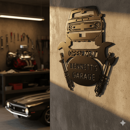 Wall Art CAMARO 1968 SIGN - Personalized Car Garage Camaro 1968 Steel Name Sign