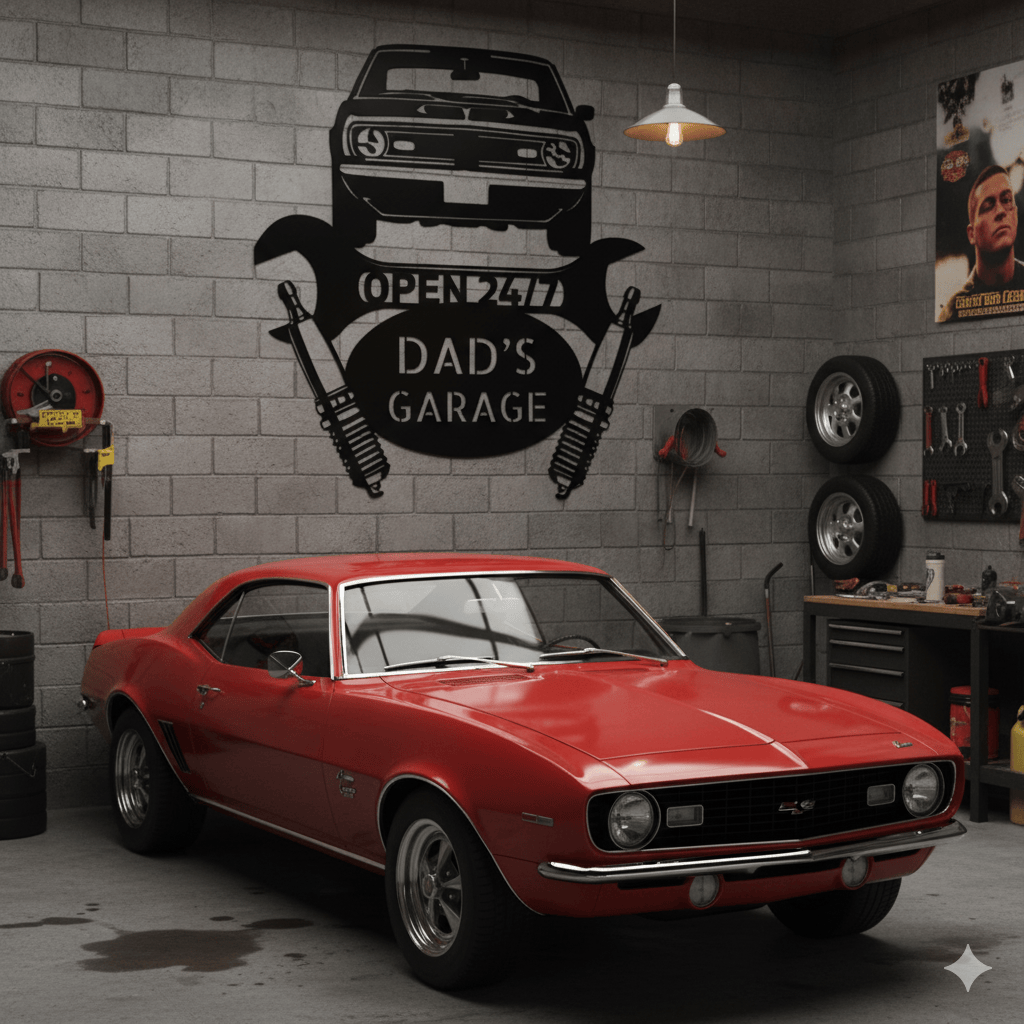 Wall Art CAMARO 1968 SIGN - Personalized Car Garage Camaro 1968 Steel Name Sign