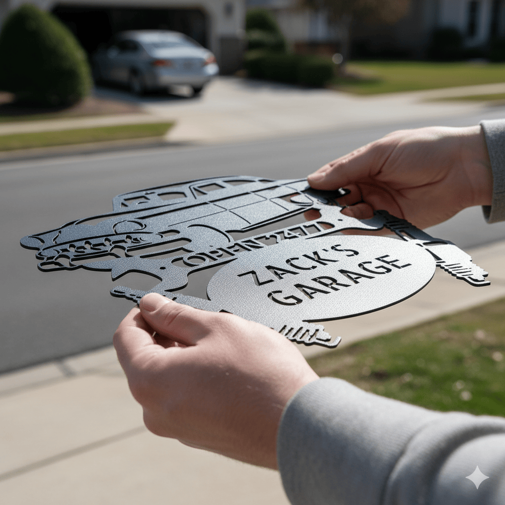 Wall Art CUSTOM GARAGE SIGN - Personalized 1950 Chevy Bel Air Steel Monogram Sign