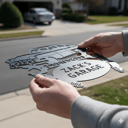 Wall Art CUSTOM GARAGE SIGN - Personalized 1950 Chevy Bel Air Steel Monogram Sign