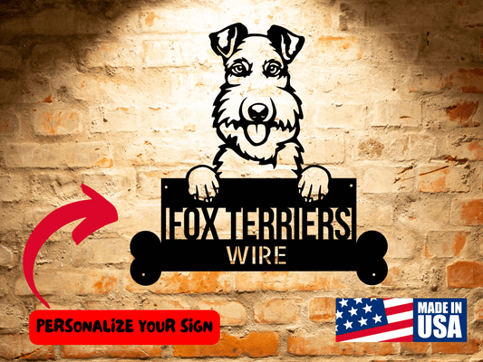 Wall Art Custom Wire Fox Terriers Dog Sign