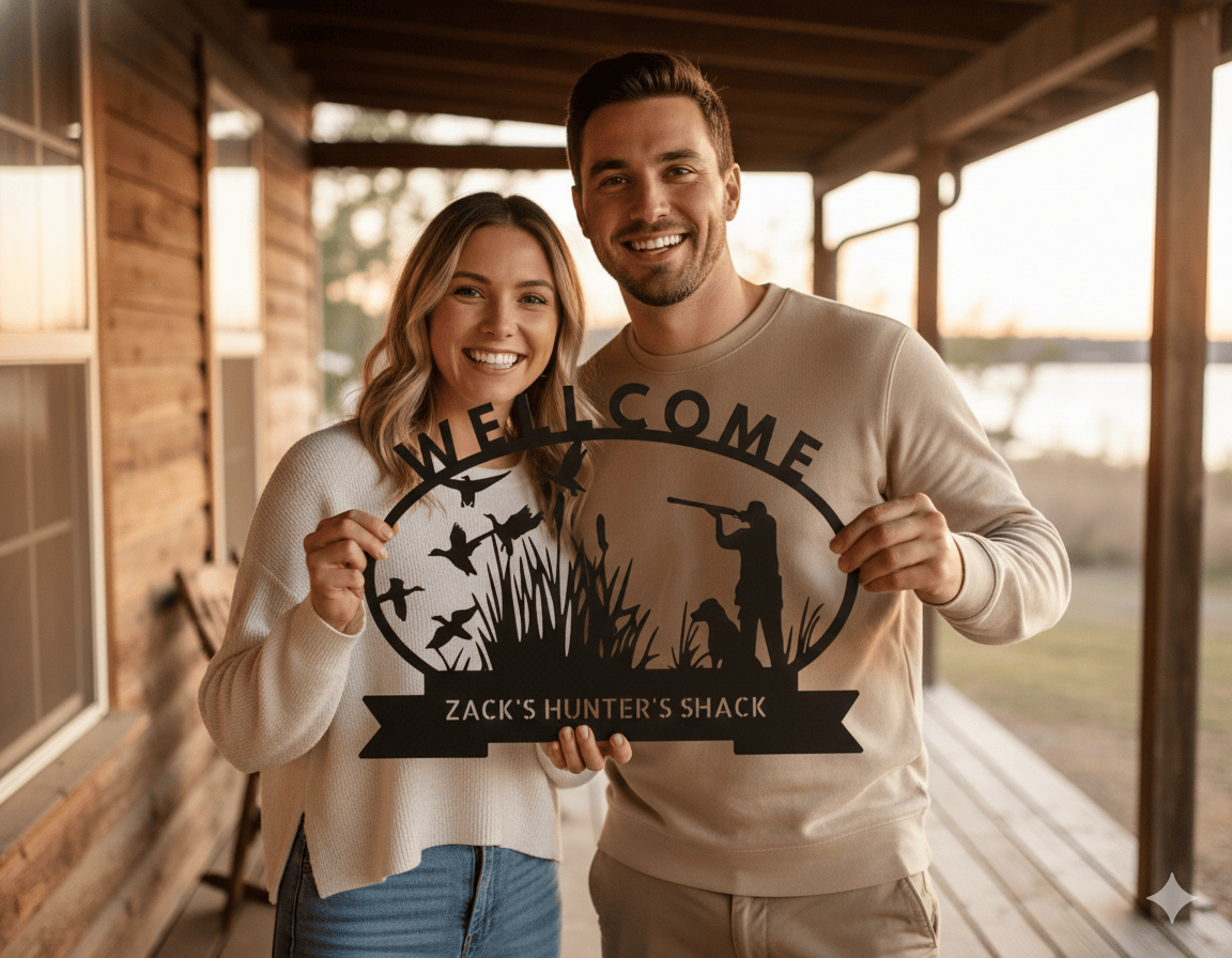 Wall Art CUSTOMIZED HUNTER SIGN - Monogram Wall Art Hunter Gifts Monogram Steel