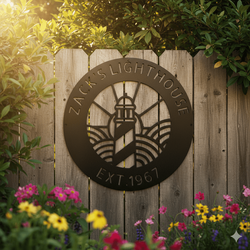 Wall Art Black / 12 Inch CUSTOMIZED LIGHTHOUSE SIGN - Lighthouse Monogram Steel Sign Home Decor