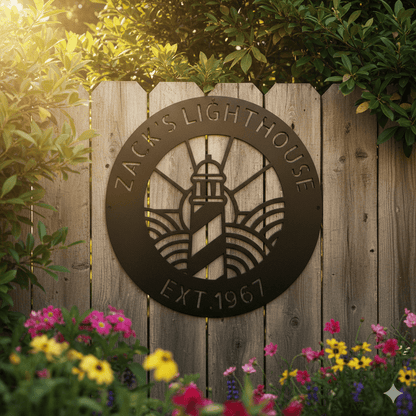 Wall Art Black / 12 Inch CUSTOMIZED LIGHTHOUSE SIGN - Lighthouse Monogram Steel Sign Home Decor