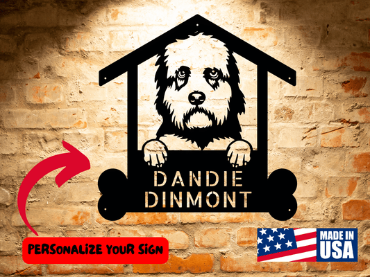 Wall Art Dandie Dinmont Dog Name Sign
