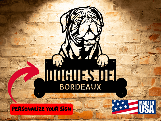 Wall Art Dogue de Bordeaux Dog Name Sign