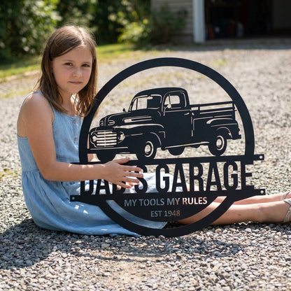 Wall Art GARAGE CAR SIGN - Personalized Car Ford F-1 1948-1952 Monogram Steel