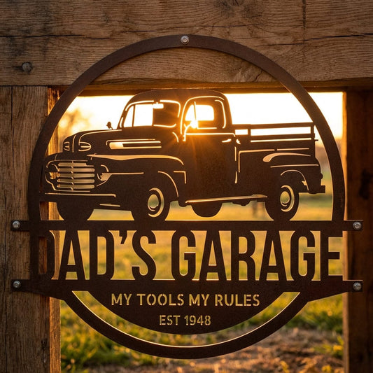 Wall Art GARAGE CAR SIGN - Personalized Car Ford F-1 1948-1952 Monogram Steel