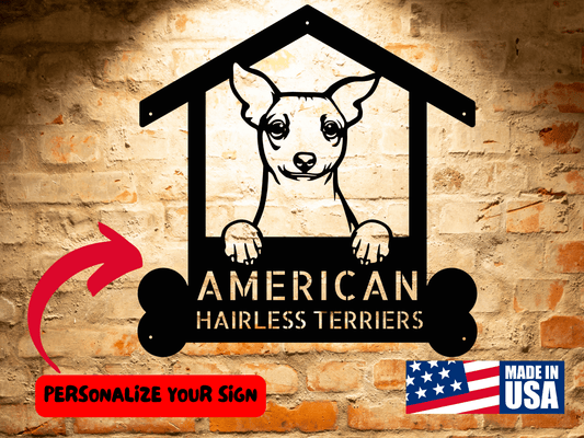 Wall Art HAIRLESS TERRIERS Dog Metal Sign