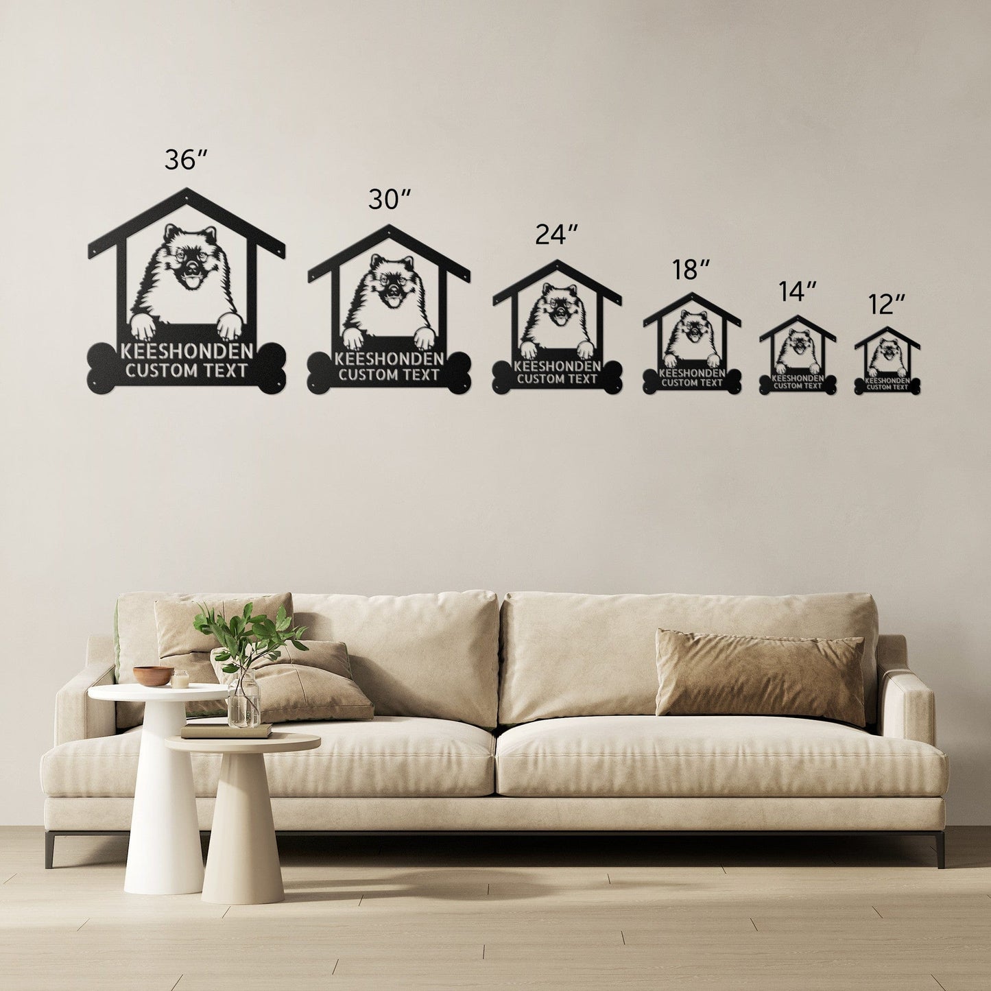 Wall Art Black / 12 Inch Keeshonden Dog Sign