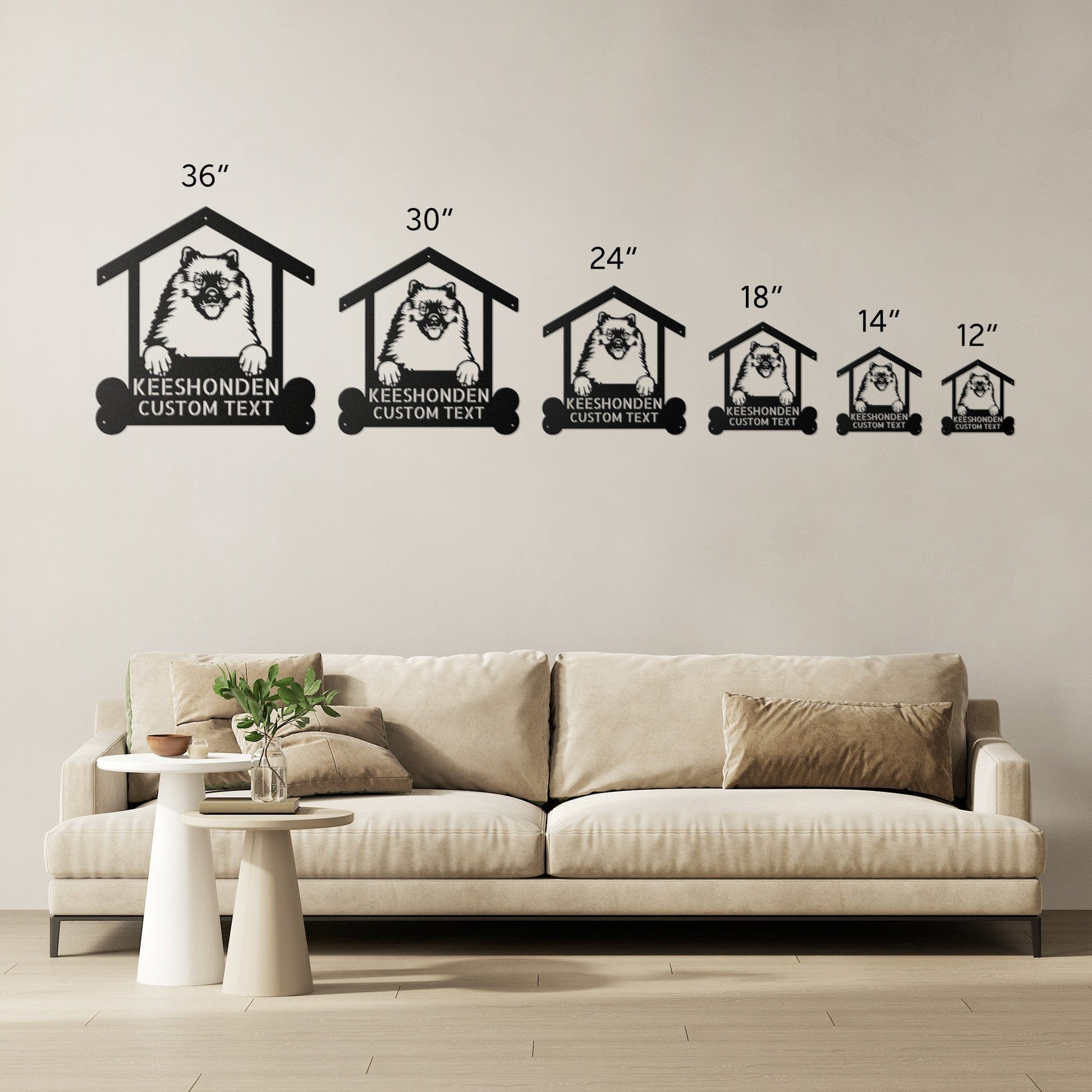 Wall Art Black / 12 Inch Keeshonden Dog Sign