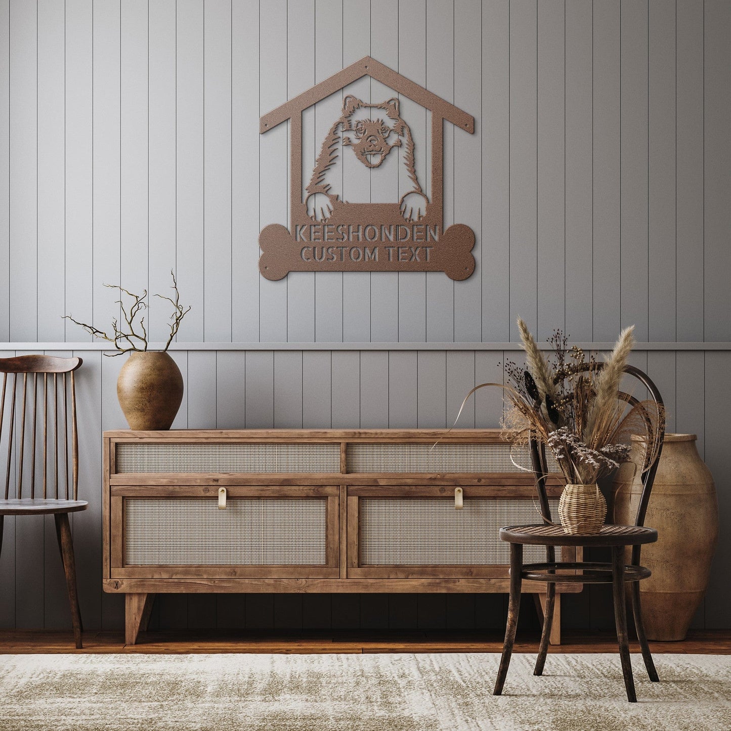 Wall Art Copper / 12 Inch Keeshonden Dog Sign