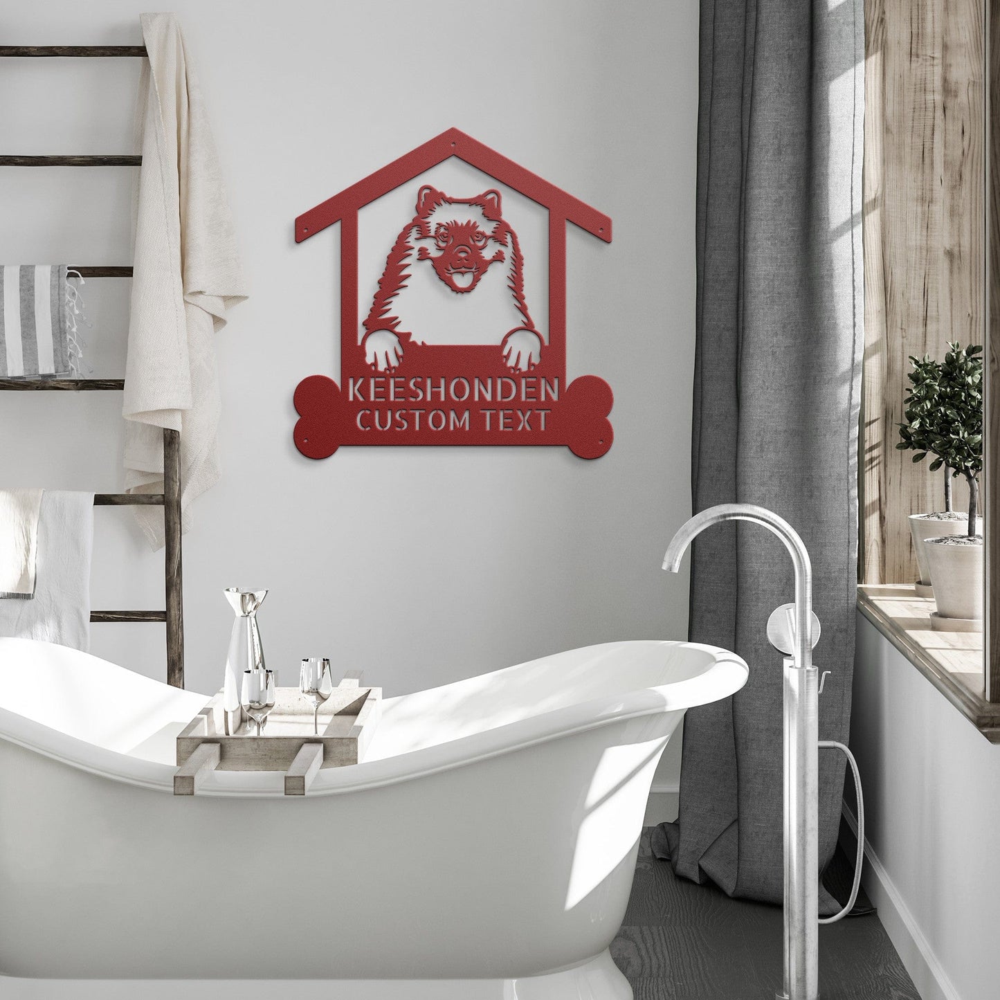 Wall Art Red / 12 Inch Keeshonden Dog Sign
