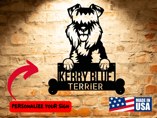 Wall Art Kerry Blue Terrier Dog Name Sign