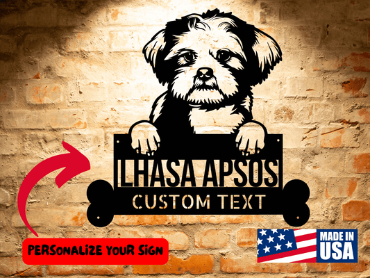 Wall Art Lhasa Apsos Dog Name Sign