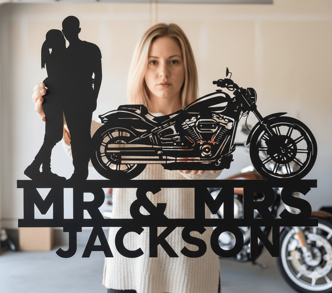 Wall Art Black / 12 Inch Mr&Mrs Harley-Davidson couple SET 12