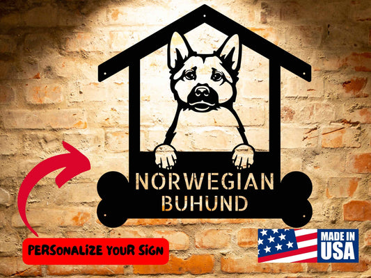 Wall Art Norwegian Buhund Dog Name Sign