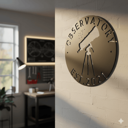 Wall Art OBSERVATORY NAME SIGN - Custom Telescope Observatory Monogram Wall Art