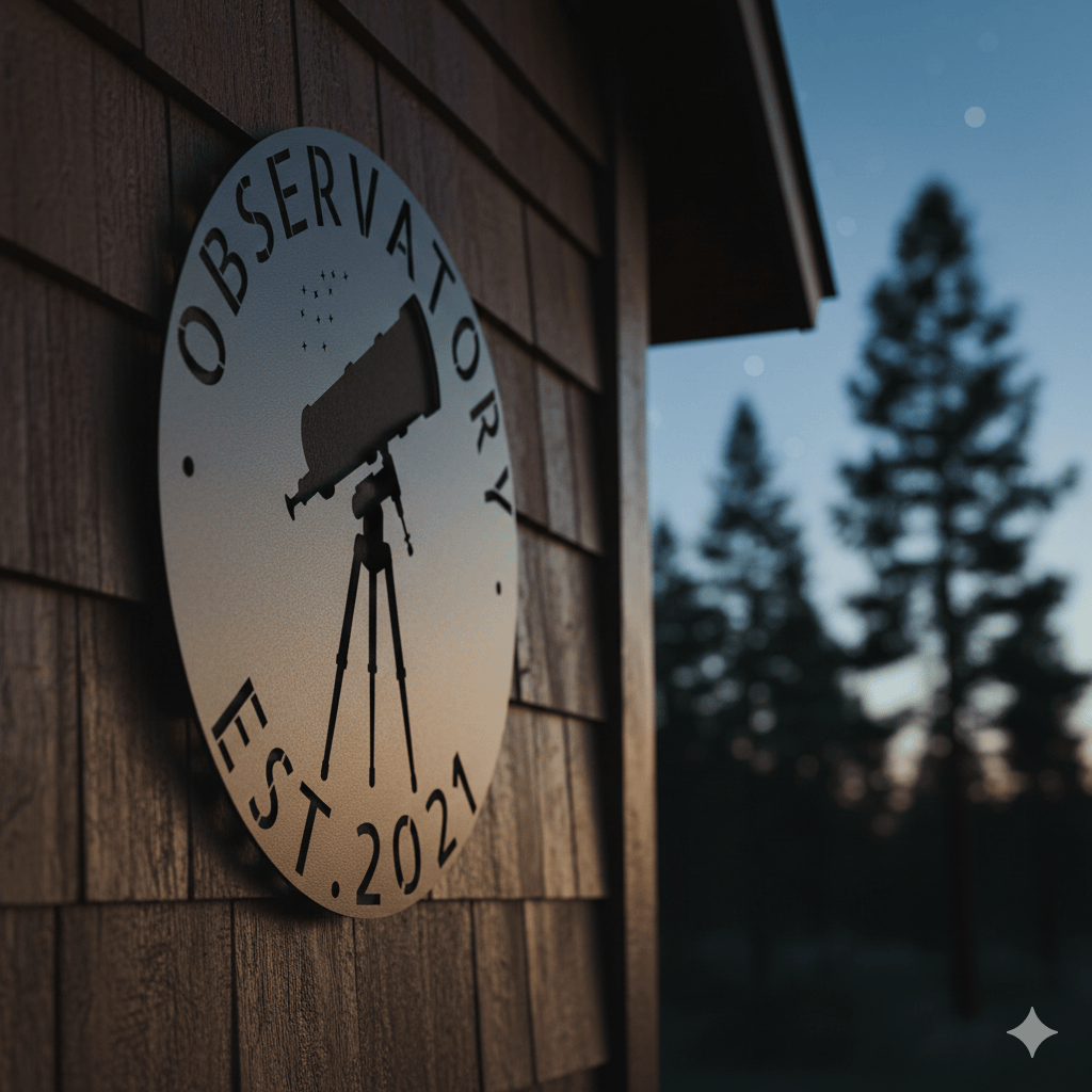 Wall Art OBSERVATORY NAME SIGN - Custom Telescope Observatory Monogram Wall Art