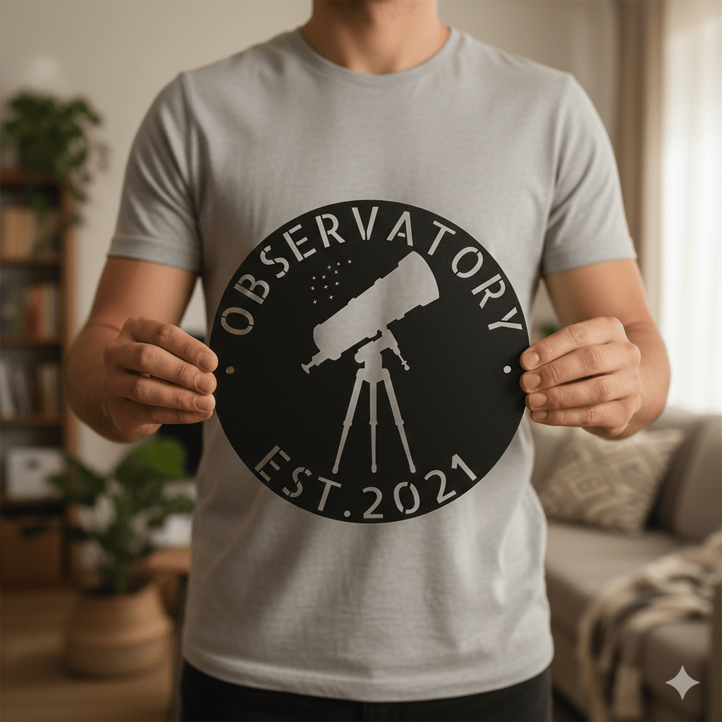 Wall Art Black / 12 Inch OBSERVATORY NAME SIGN - Custom Telescope Observatory Monogram Wall Art
