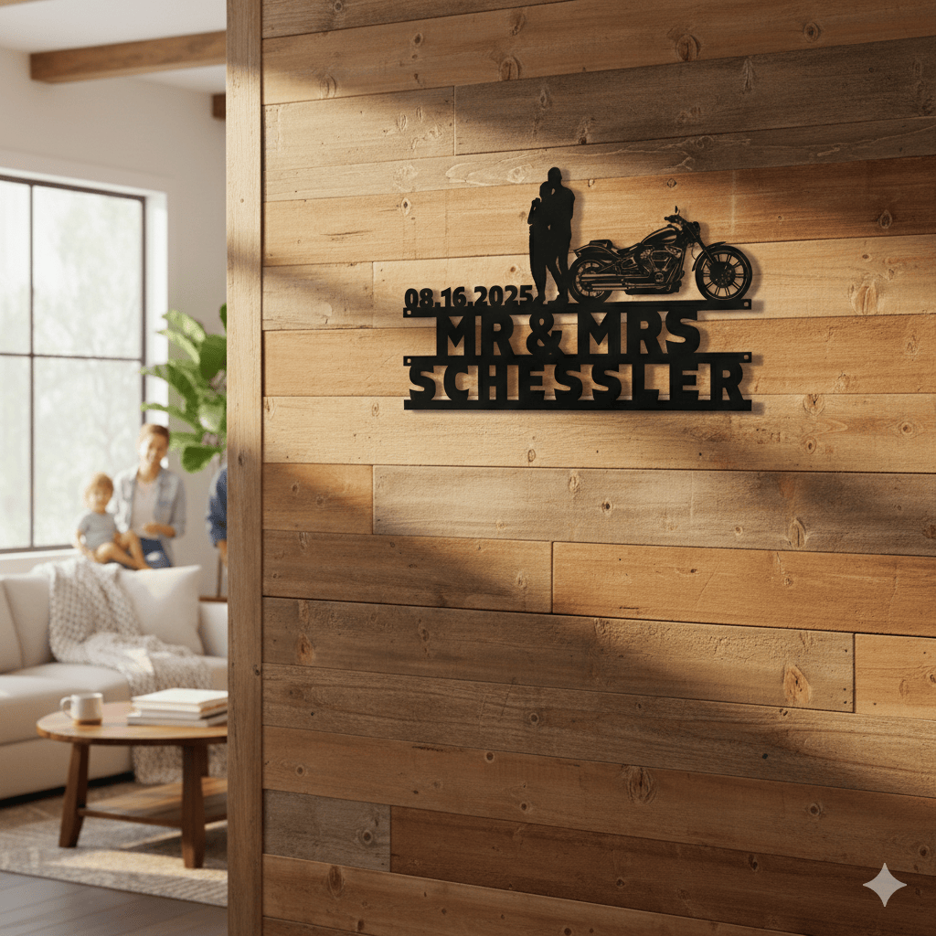 Wall Art Personalized Harley Davidson Wedding Date Sign: Biker Home Decor