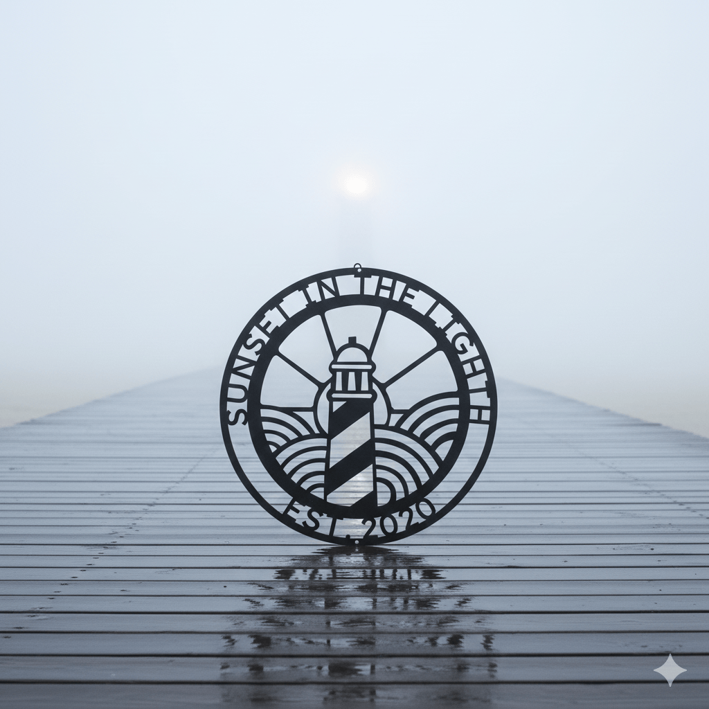Wall Art Black / 12 Inch PERSONALIZED LIGHTHOUSE SIGN - Lighthouse Monogram Steel Monogram Sign