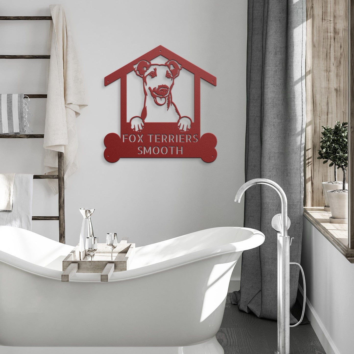 Wall Art Red / 12 Inch Smooth Fox Terriers Dog Sign