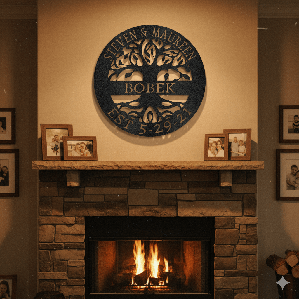 wall decor Tree of Life Family Name Sign – Personalized Metal Wall Art with Est. Date