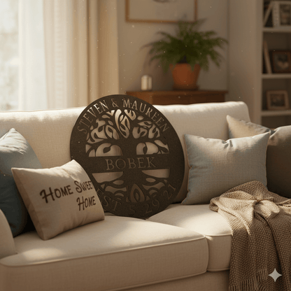 wall decor Tree of Life Family Name Sign – Personalized Metal Wall Art with Est. Date