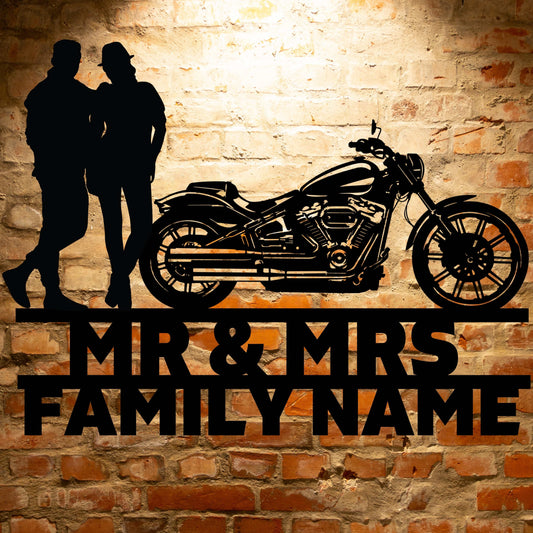 Mr&Mrs Harley-Davidson couple SET 11 personalized metal family wall art.