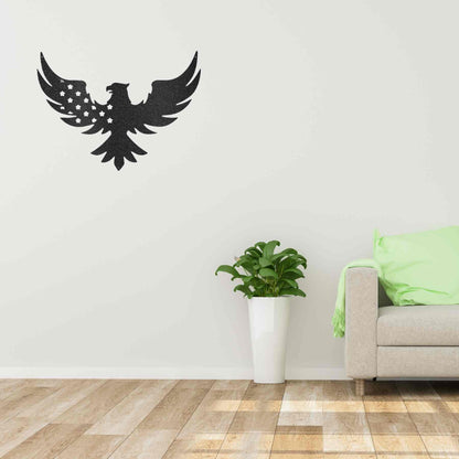 A Unique Metal Art Gift: Patriotic Eagle - Steel Sign on a brick wall.