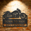 Retro Garage Sign Decor featuring a personalized Cruiser Workshop Monogram for Harley-Davidson enthusiasts.
