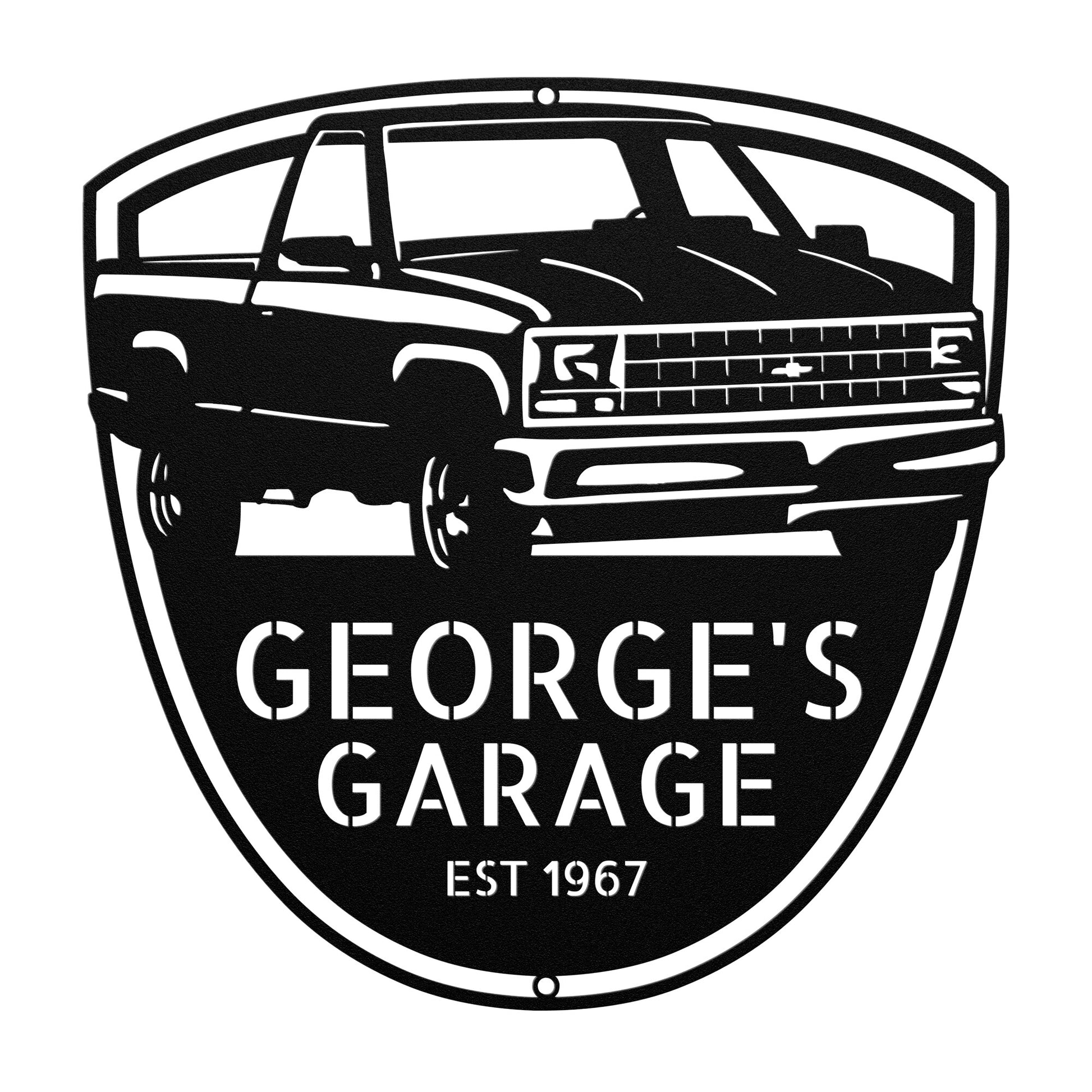 George's 1989 Chevy Cheyenne Personalized Metal Garage Sign Gift for Dad Home Wall Décor.