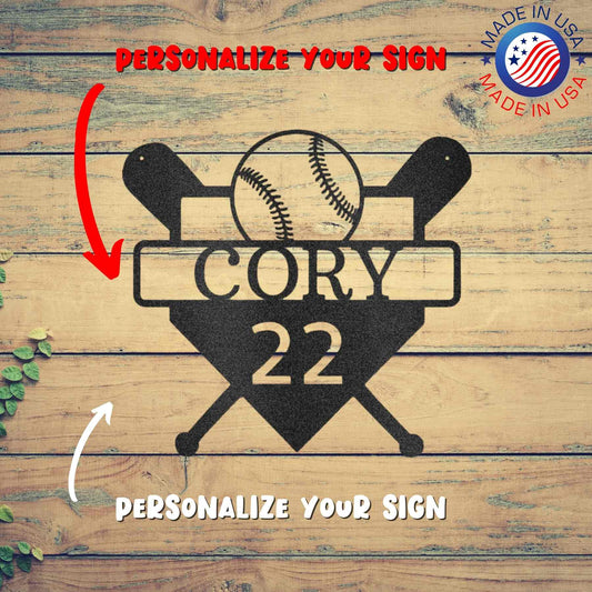 A Unique Custom Baseball Monogram - Durable Metal Sign featuring the name cory 22.