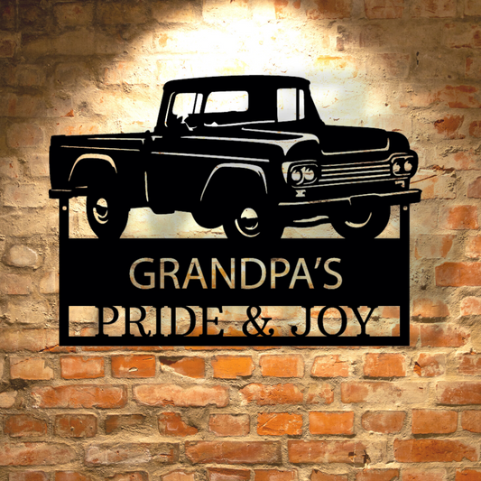 FORD F 100 1959 Grandpas Pickup Truck Monogram - Personalized Steel Sign