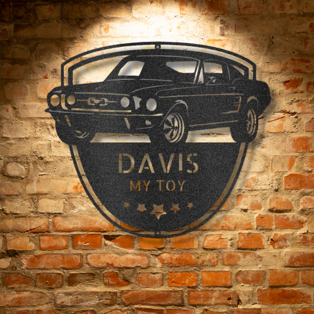 Davis personalized Classic Mustang Shop Monogram - Steel Sign wall plaque.