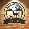 A durable and unique outdoor metal sign featuring a custom handmade design: Answorth Ranch Sun Set Monogram - Steel sign.