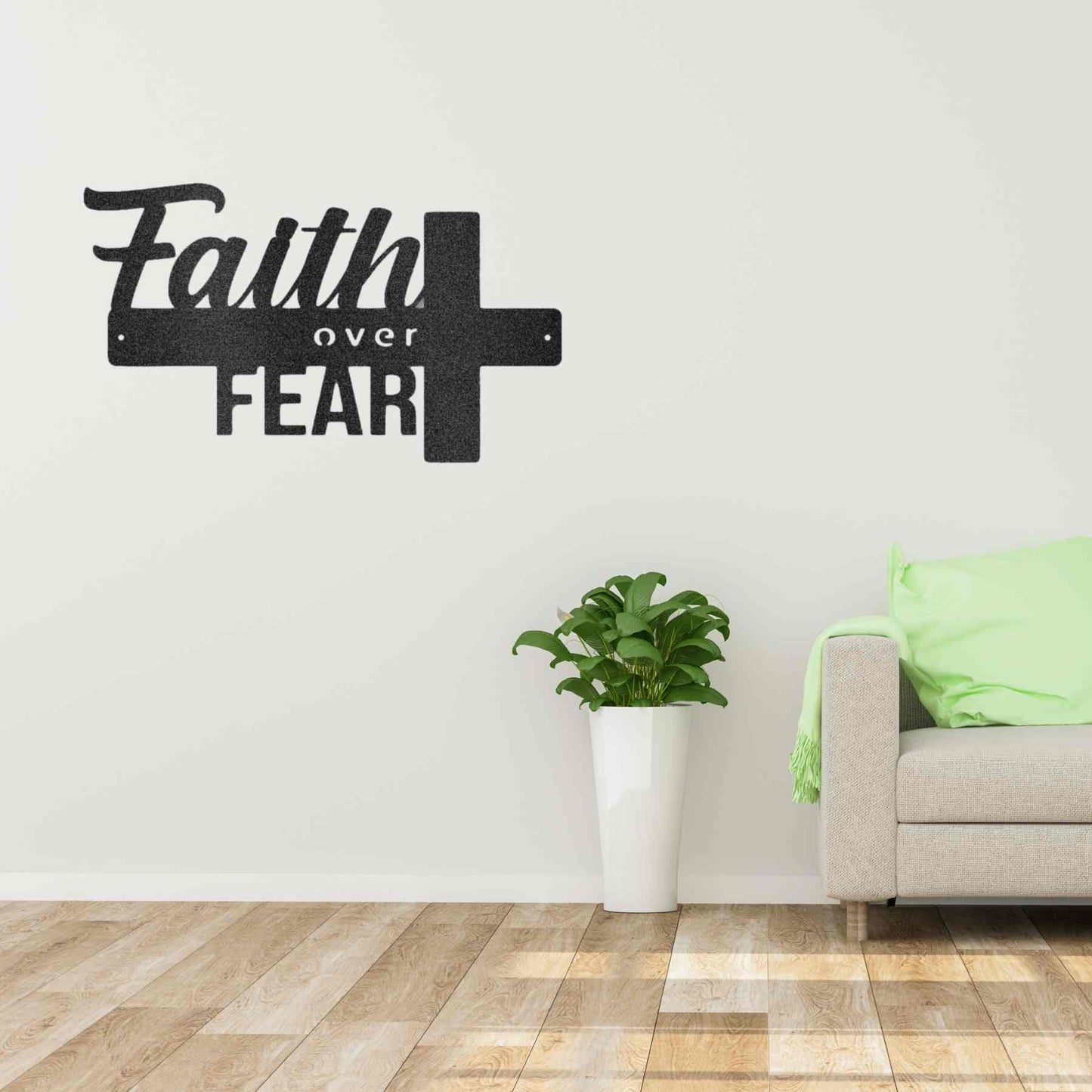 Faith Over Fear- Unique Metal Wall Art Decor.