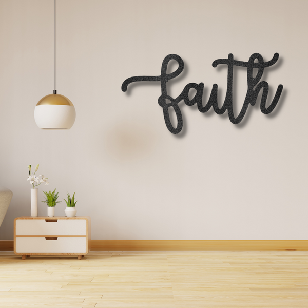 The Faith Script - Personalized Steel Sign on a brick wall.