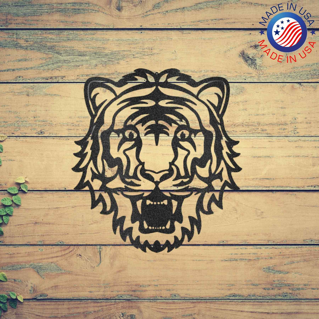Eye of the Tiger - Durable Metal Sign on a wooden background.