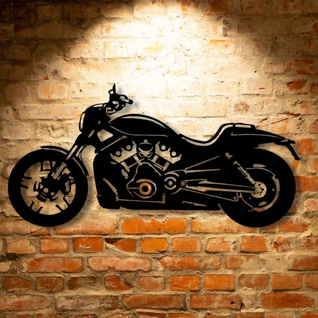 Harley-Davidson Night Rod Special Steel Monogram Wall Sign, a personalized garage sign with mechanic metal wall art.
