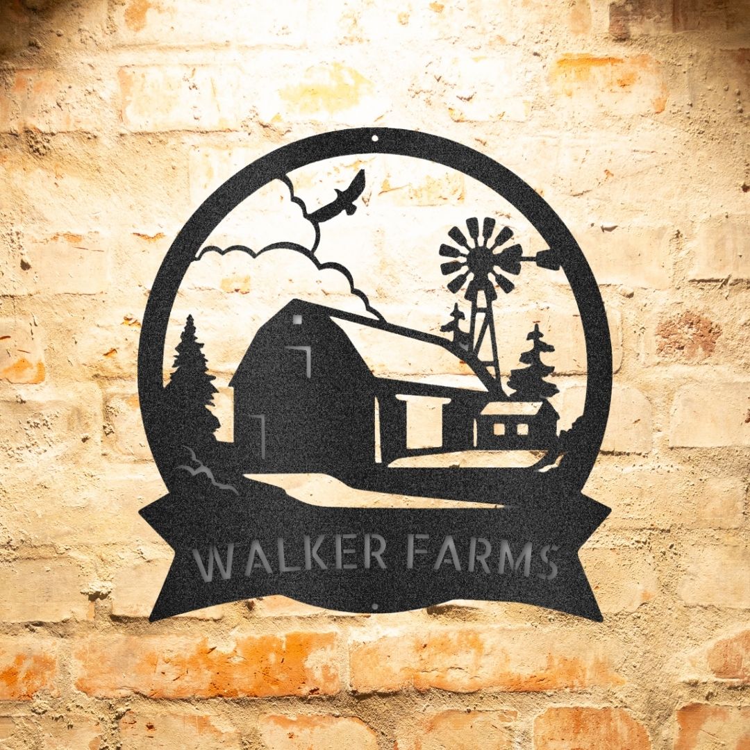 Custom Handmade Metal Sign for Walker Farms Barn House.