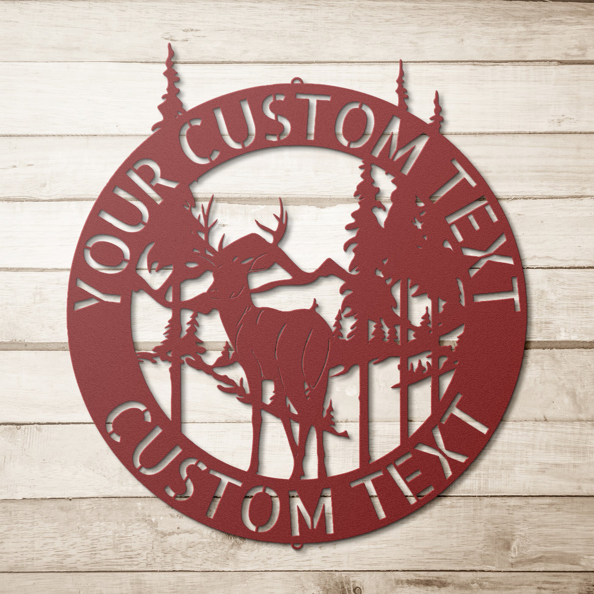 A CUSTOM DEER SIGN - Personalized Deer Monogram Steel Sign with Metal Family Wall Art.