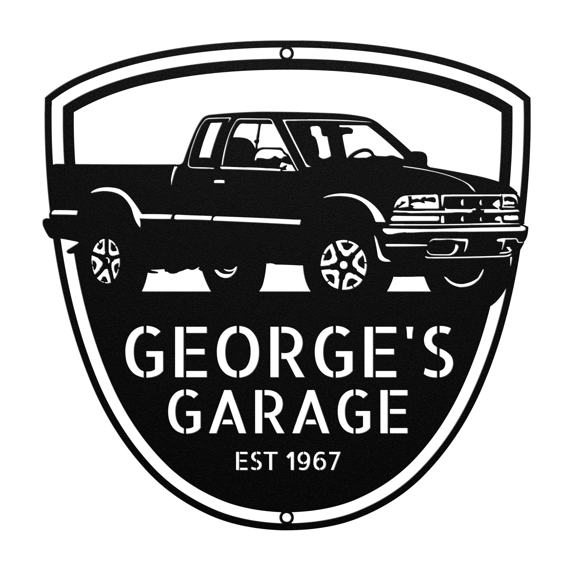 George's Chevrolet S10 1998 - Retro Personalized Garage Car Steel Monogram Sign.