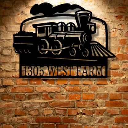 A UNIQUE Metal Wall Art Decor - Personalized Coal Train Monogram on a Steel Sign.