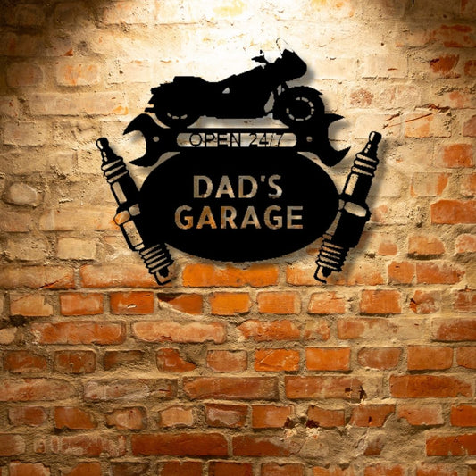 Dad's PERSONALIZED Cruiser Mechanic Monogram on Steel Sign - Metal Wall Art.