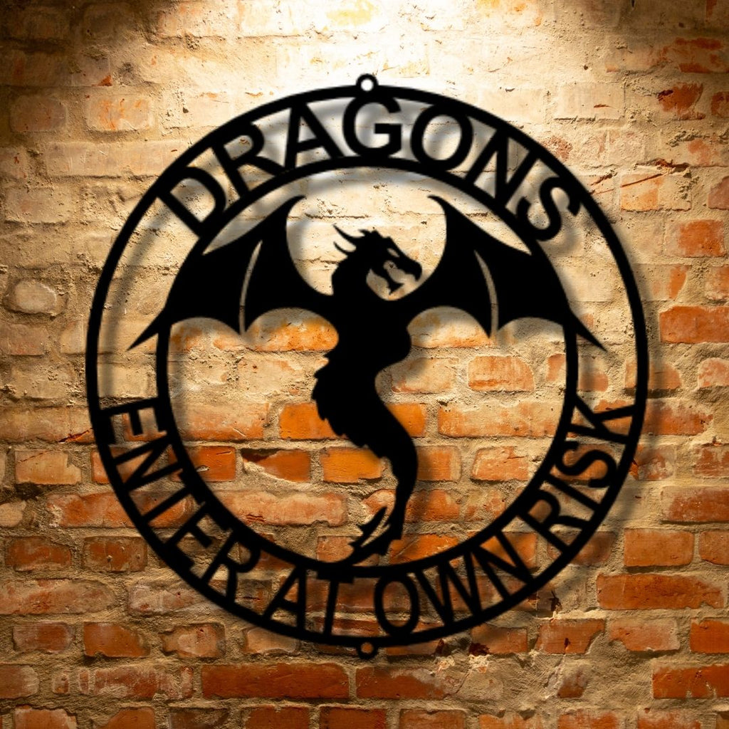 Custom Personalized Dragon Ring Monogram - Durable Outdoor Metal Sign.