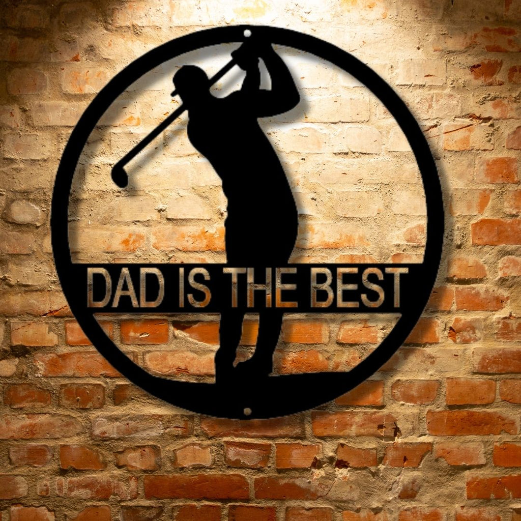Dad is the best PERSONALIZED Golfer Monogram - Unique Metal Art Gift.