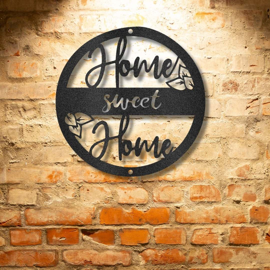 A UNIQUE Personalized Steel Sign hanging on a brick wall.